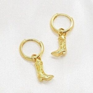 Small Gold Cowboy Boot Earrings